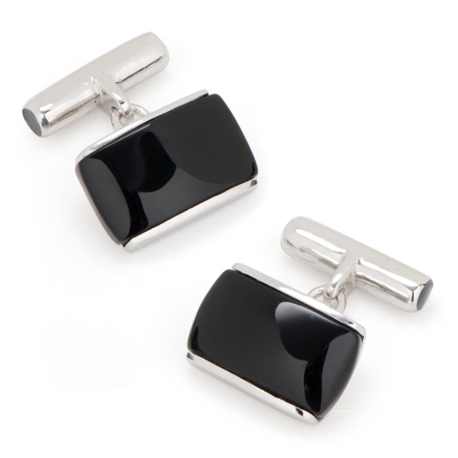 Ox and Bull Trading Co. Sterling Silver Onyx Cushion Cufflinks | Classic Cufflinks