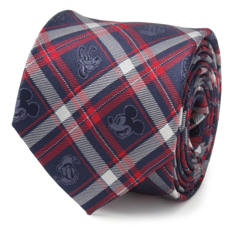 Disney Mickey And Friends Navy Plaid Men'S Tie | Disney Ties