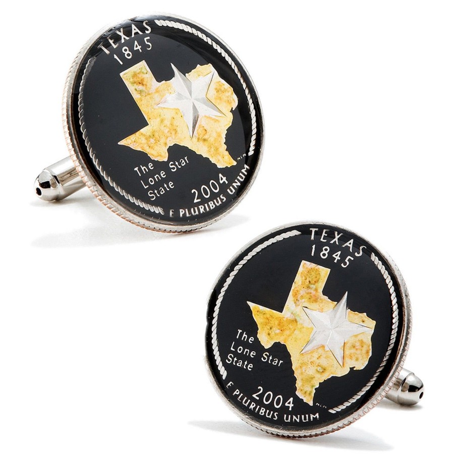 Ox and Bull Trading Co. Hand Painted Texas State Quarter Cufflinks | Classic Cufflinks