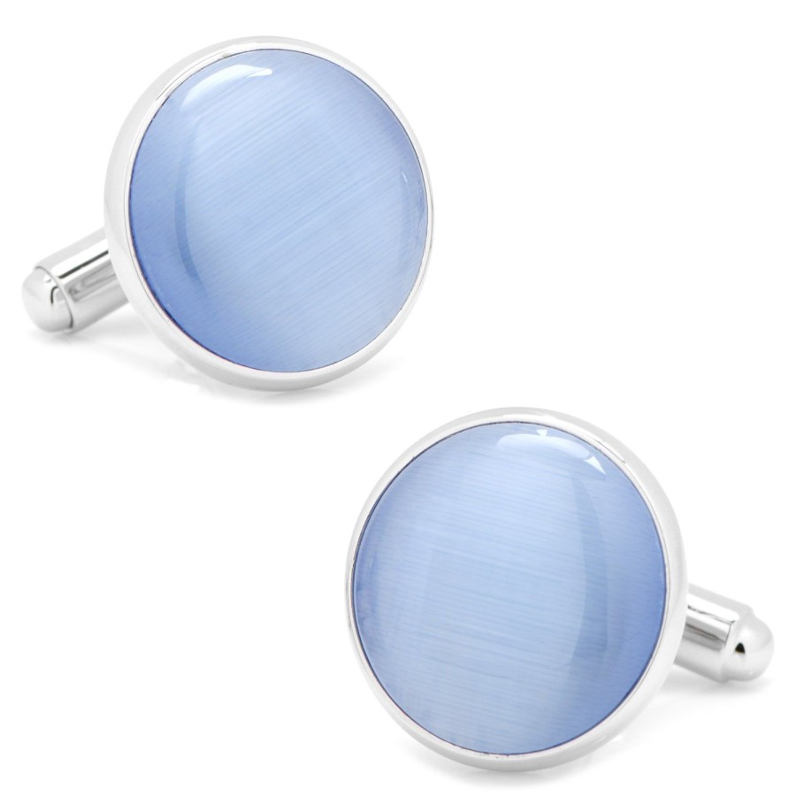 Ox and Bull Trading Co. Silver And Blue Catseye Cufflinks | Classic Cufflinks