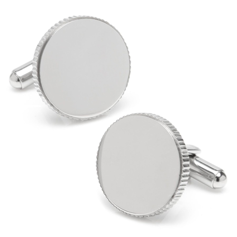 Ox and Bull Trading Co. Stainless Steel Coin Edge Engravable Cufflinks | Classic Cufflinks