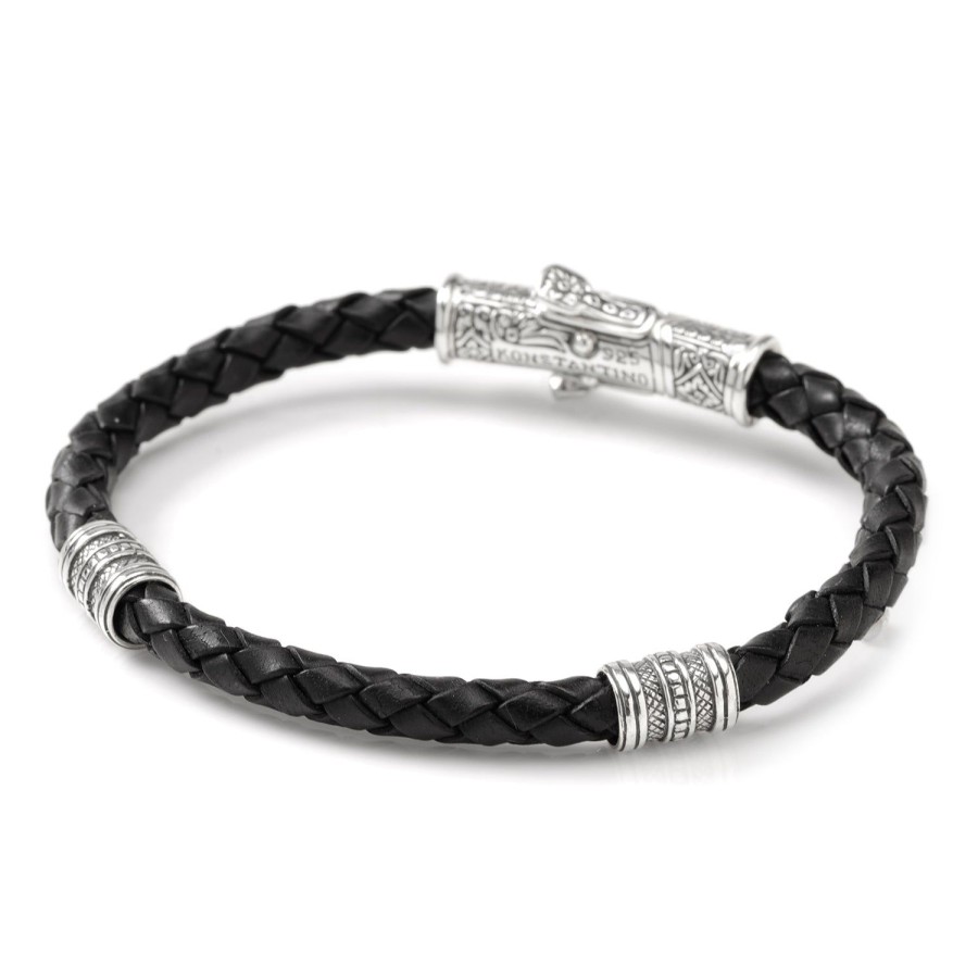 Konstantino Sterling Silver Black Leather Bracelet | Bracelets