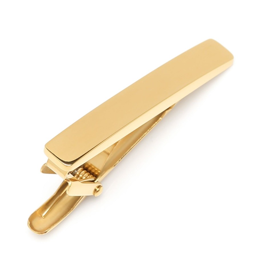 Ox and Bull Trading Co. Gold Stainless Steel Engravable Tie Clip | Classic Tie Bars