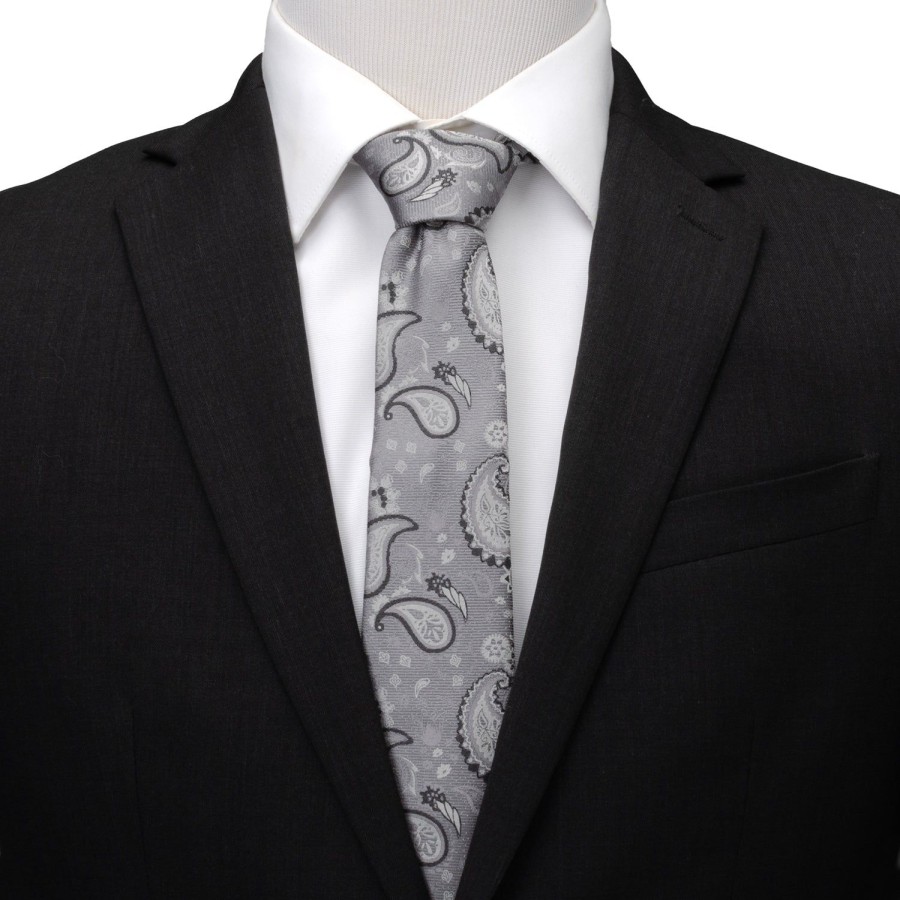 Ox and Bull Trading Co. Gray Paisley Men'S Tie | Classic Ties