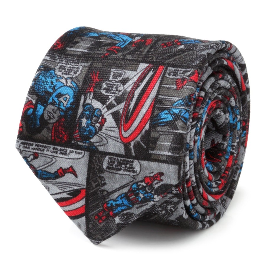 Marvel Captain America Comic Gray Men'S Tie | Marvel Ties