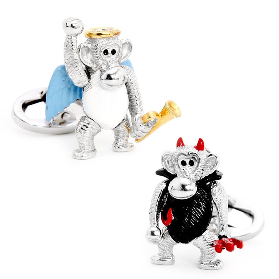 Jan Leslie Moving Angel And Devil Monkey Cufflinks | Classic Cufflinks