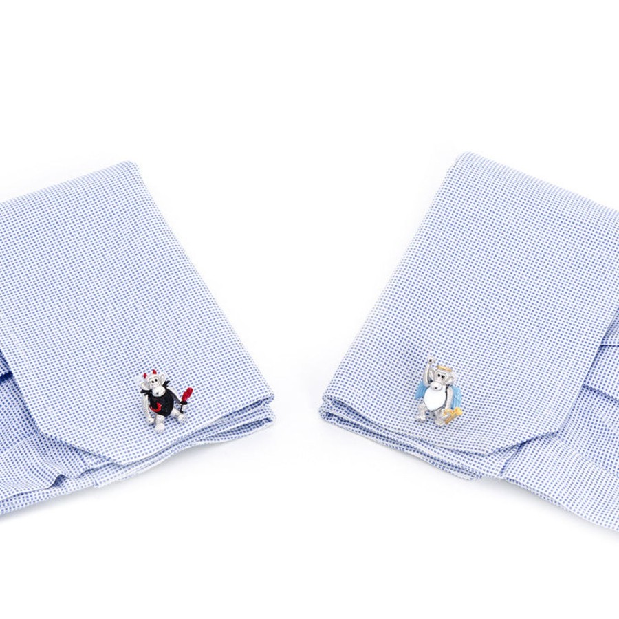 Jan Leslie Moving Angel And Devil Monkey Cufflinks | Classic Cufflinks