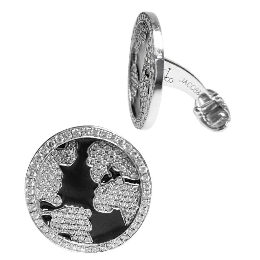 Jacob & Co. World Map Cufflinks With White Diamonds | Classic Cufflinks