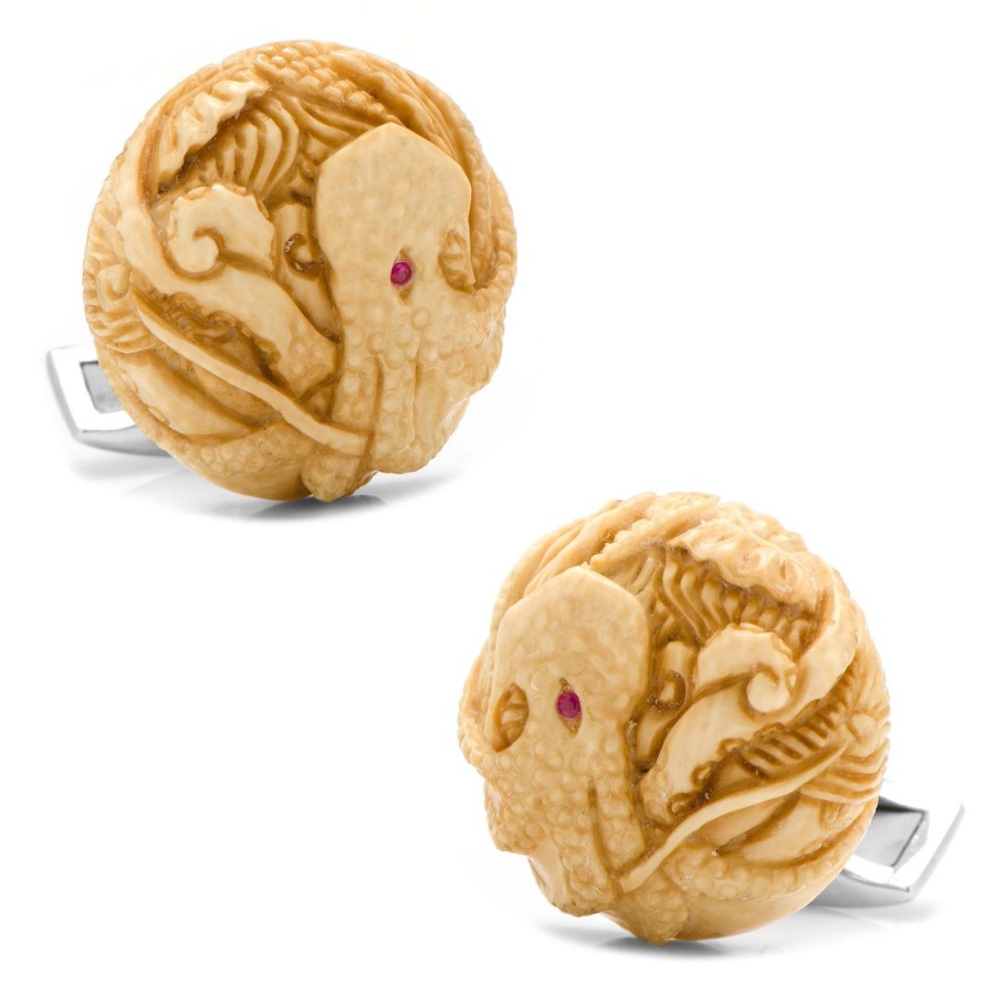 Spivey Woolly Mammoth Tusk Octopus With Ruby Eyes Cufflinks | Classic Cufflinks