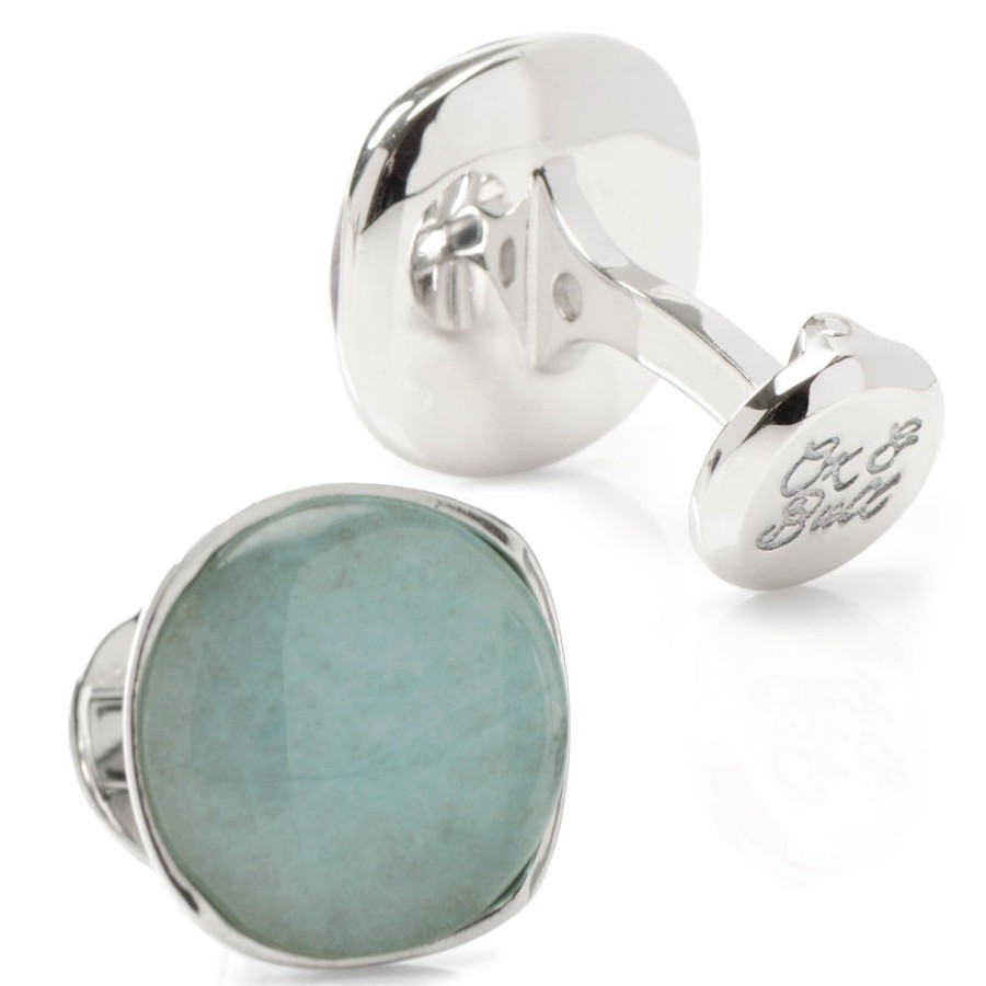 Ox and Bull Trading Co. Sterling Silver Classic Formal Aventurine Cufflinks | Classic Cufflinks