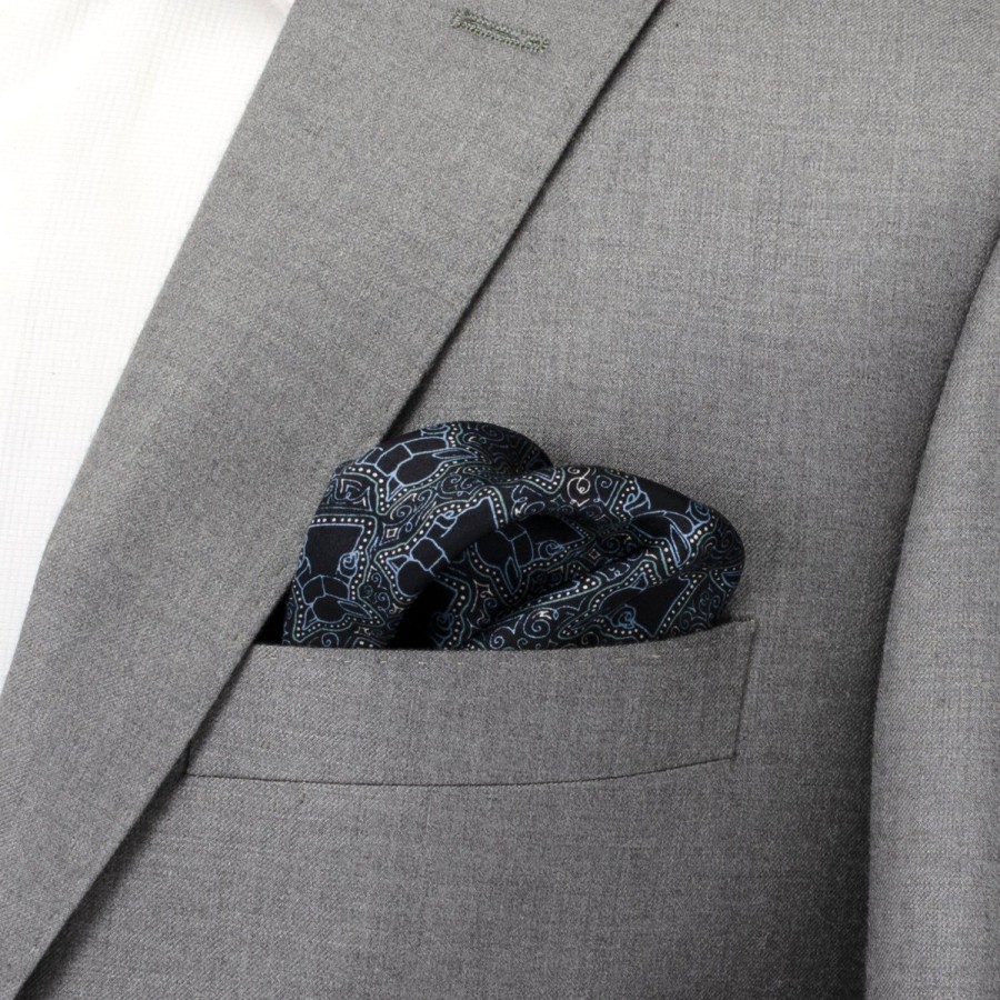 Star Wars Grogu Outline Navy Blue Pocket Square | Pocket Squares