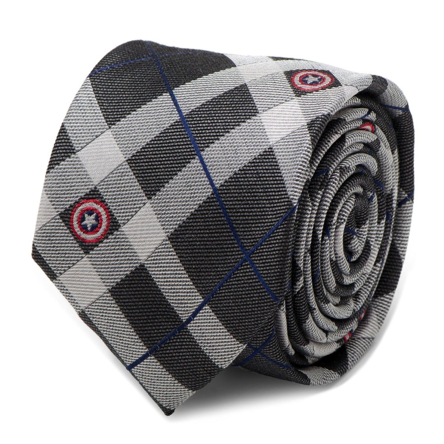 Marvel Captain America Gray Plaid Tie | Marvel Ties