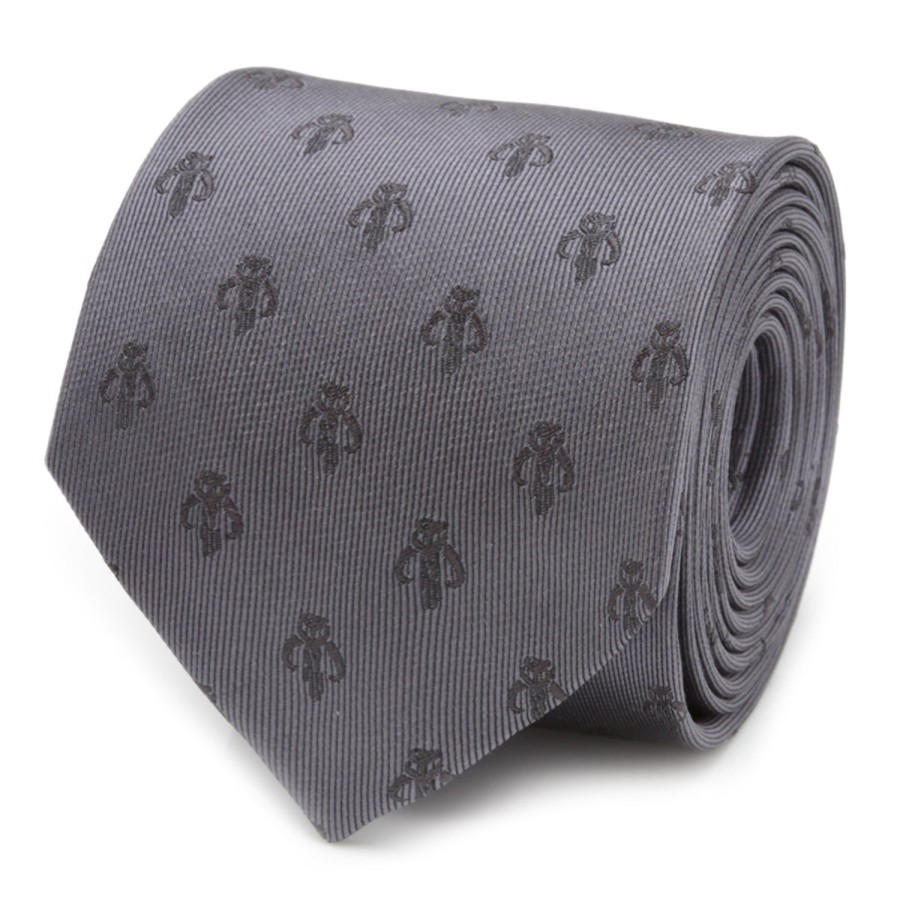 Star Wars Mandalorian Gray Silk Men'S Tie | Star Wars Ties