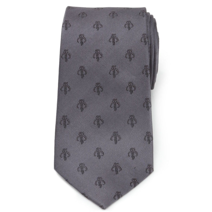 Star Wars Mandalorian Gray Silk Men'S Tie | Star Wars Ties