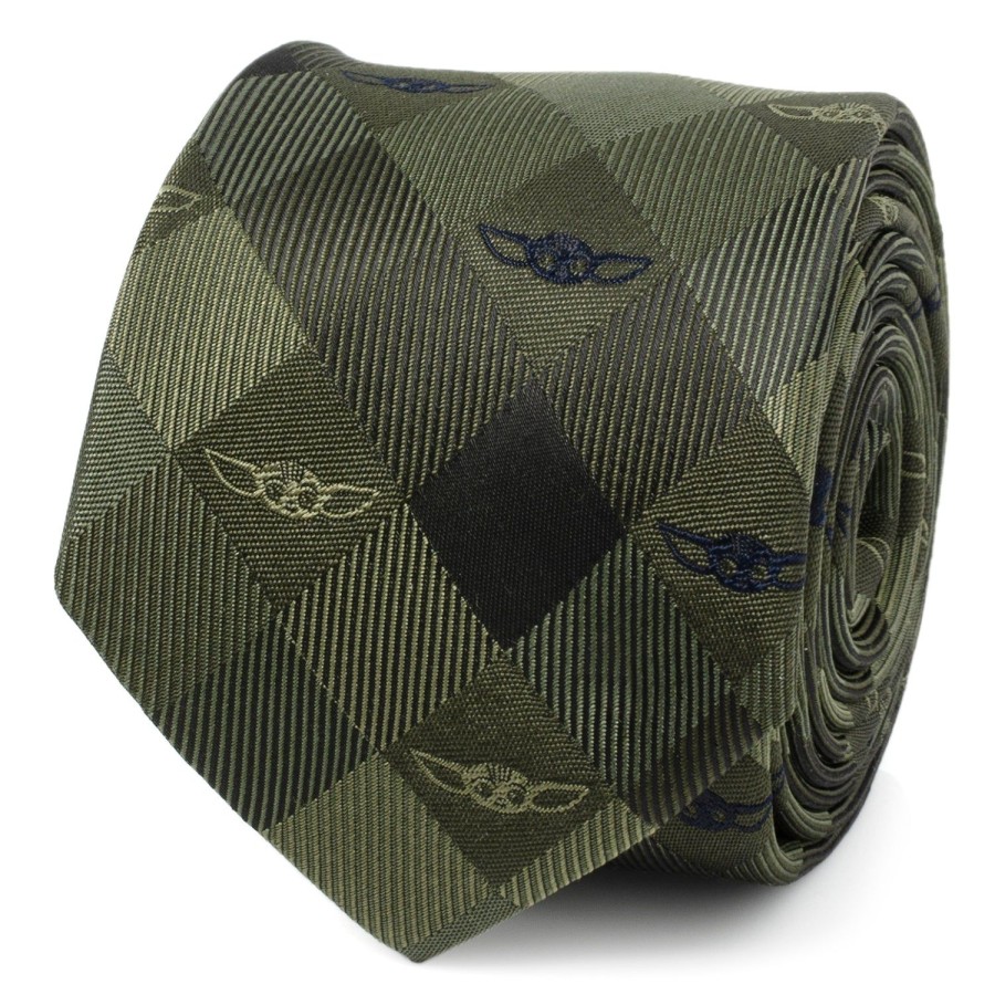 Star Wars Grogu Plaid Green Men'S Tie | Star Wars Ties