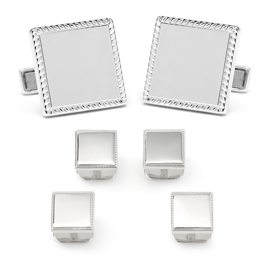 Ox and Bull Trading Co. Sterling Silver Rope Square Stud Set | Stud Sets