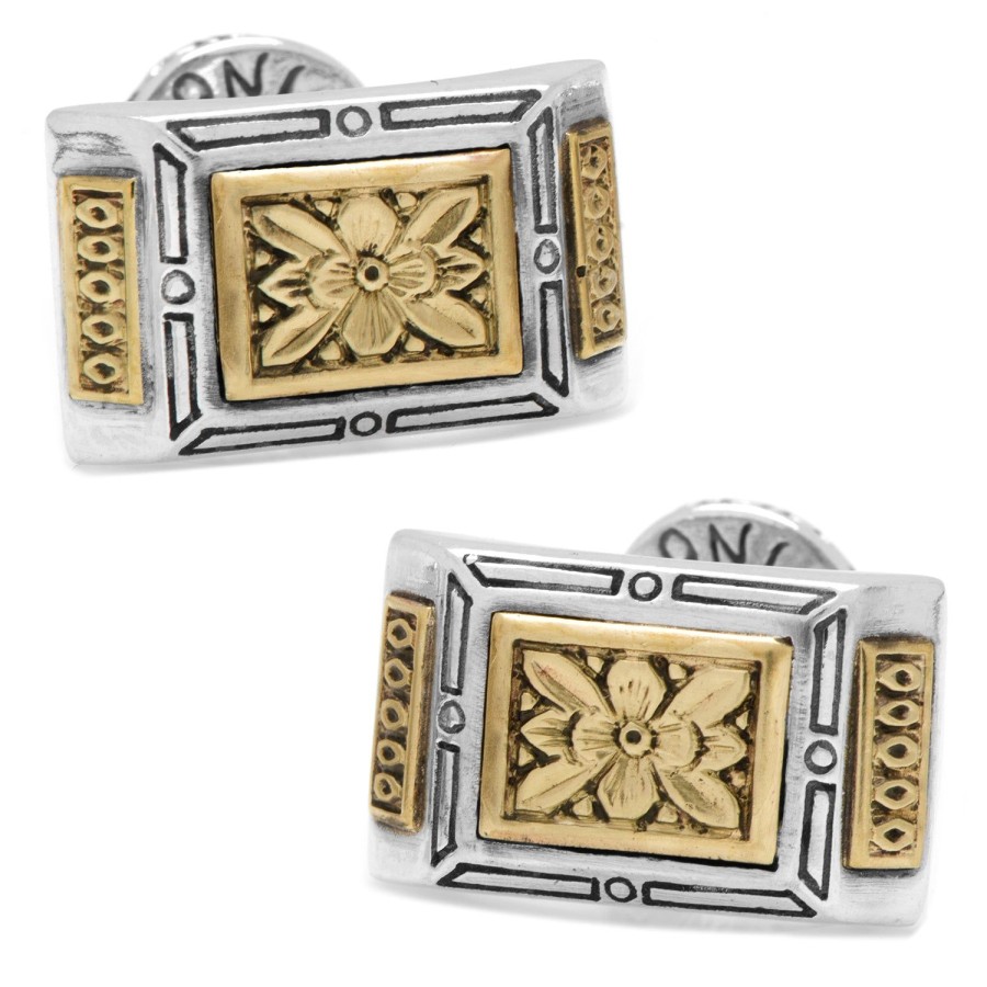 Konstantino Sterling Silver & Bronze Ornate Rectangle Cufflinks | Classic Cufflinks