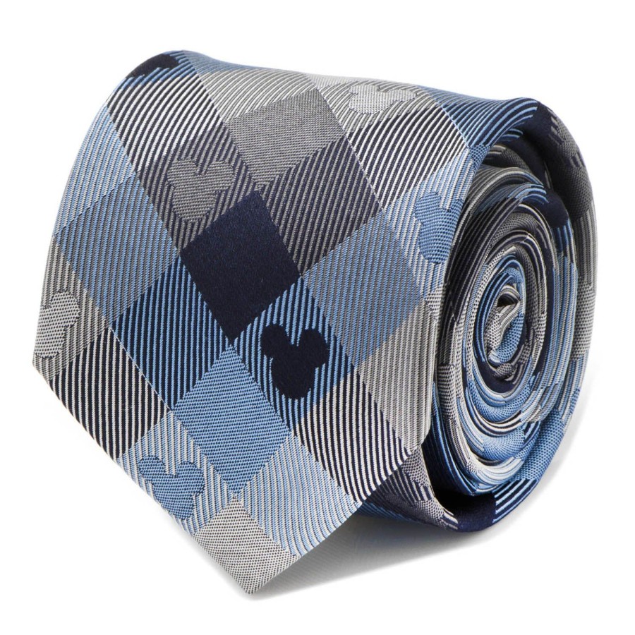 Disney Mickey Mouse Blue Plaid Mens Tie | Disney Ties