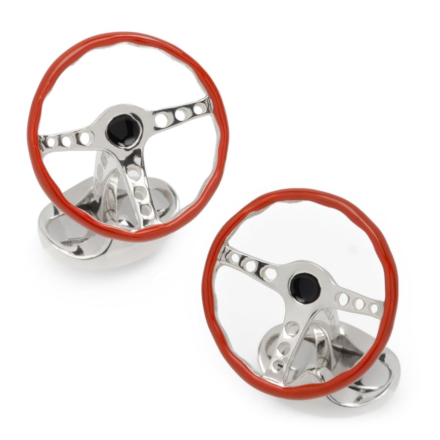 Deakin & Francis Sterling Silver Vintage Steering Wheel Cufflinks | Classic Cufflinks