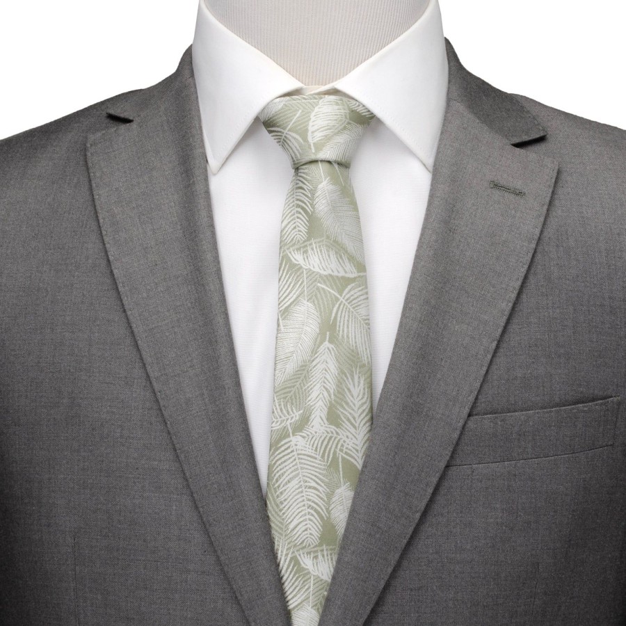 Cufflinks, Inc. Palm Leaf Light Sage Tie | Classic Ties