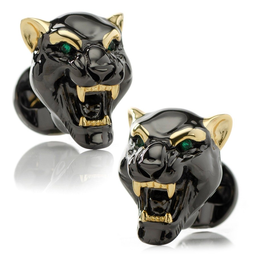 Ox and Bull Trading Co. Sterling Silver Black And Gold Panther Cufflinks | Classic Cufflinks