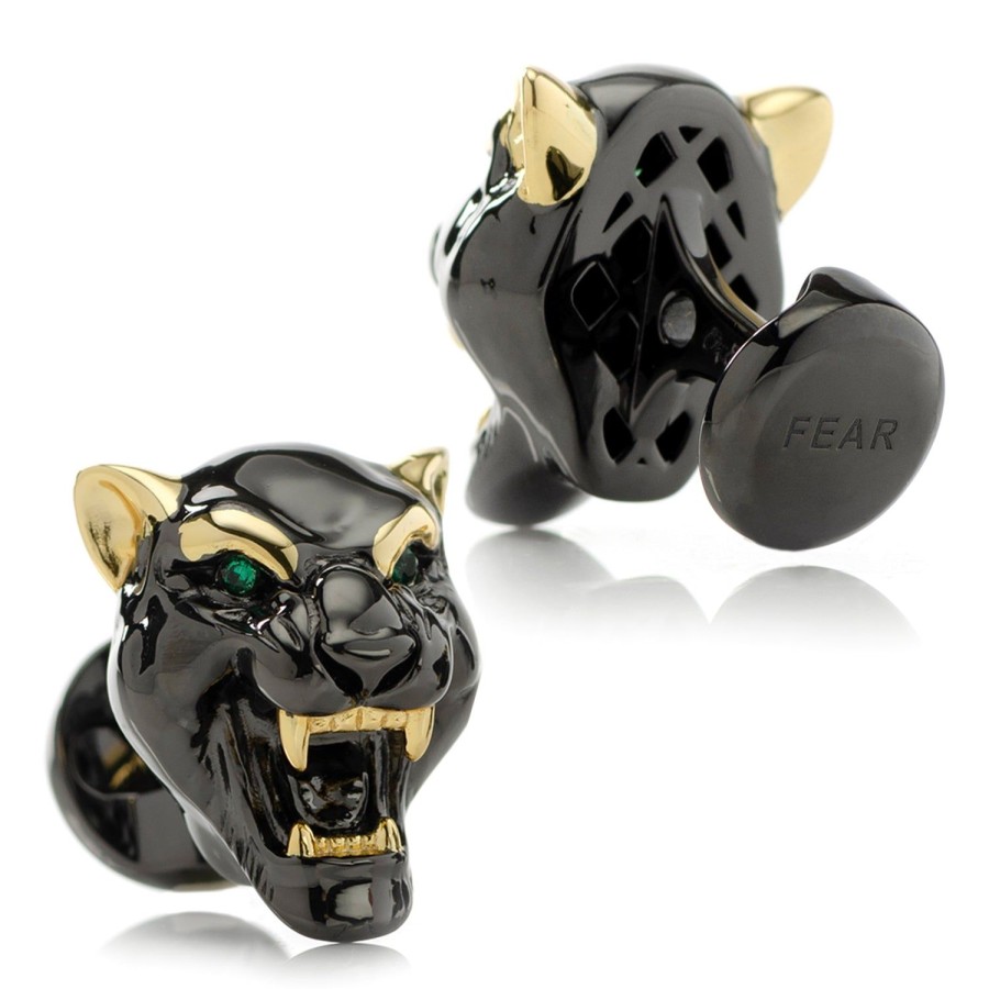 Ox and Bull Trading Co. Sterling Silver Black And Gold Panther Cufflinks | Classic Cufflinks