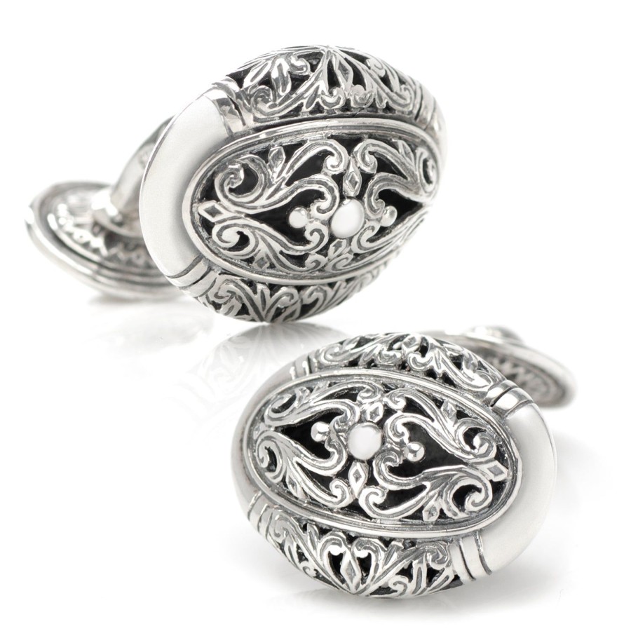 Konstantino Konstantino Sterling Oval Scroll Cufflinks | Classic Cufflinks