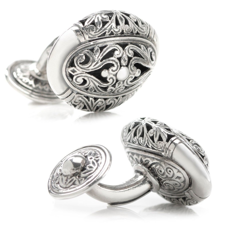 Konstantino Konstantino Sterling Oval Scroll Cufflinks | Classic Cufflinks