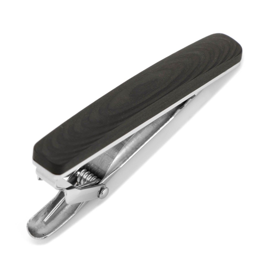 Ox and Bull Trading Co. Wood Grain Carbon Fiber Stainless Steel Tie Clip | Classic Tie Bars