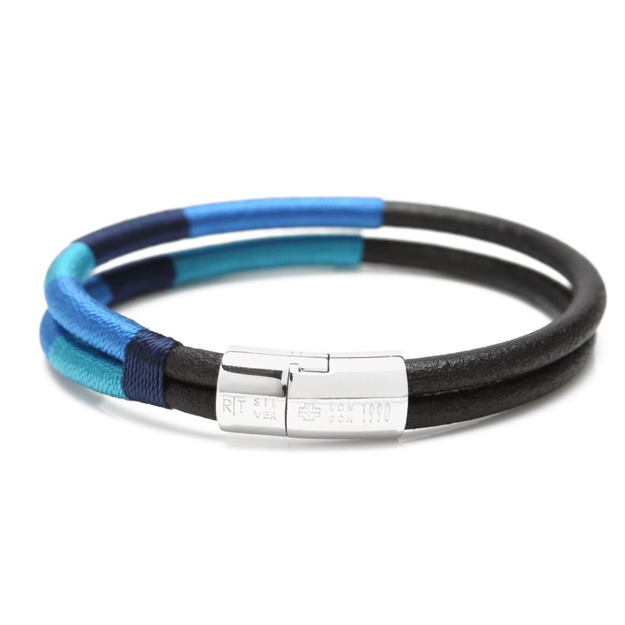 Tateossian Cobra Masai Silver Bracelet Blue Tones 18Cm | Bracelets