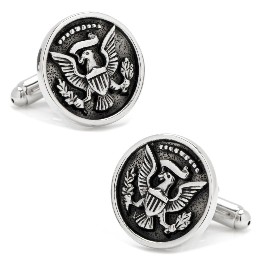 JJ Weston Silver Antiqued Presidential Seal Cufflinks | Classic Cufflinks