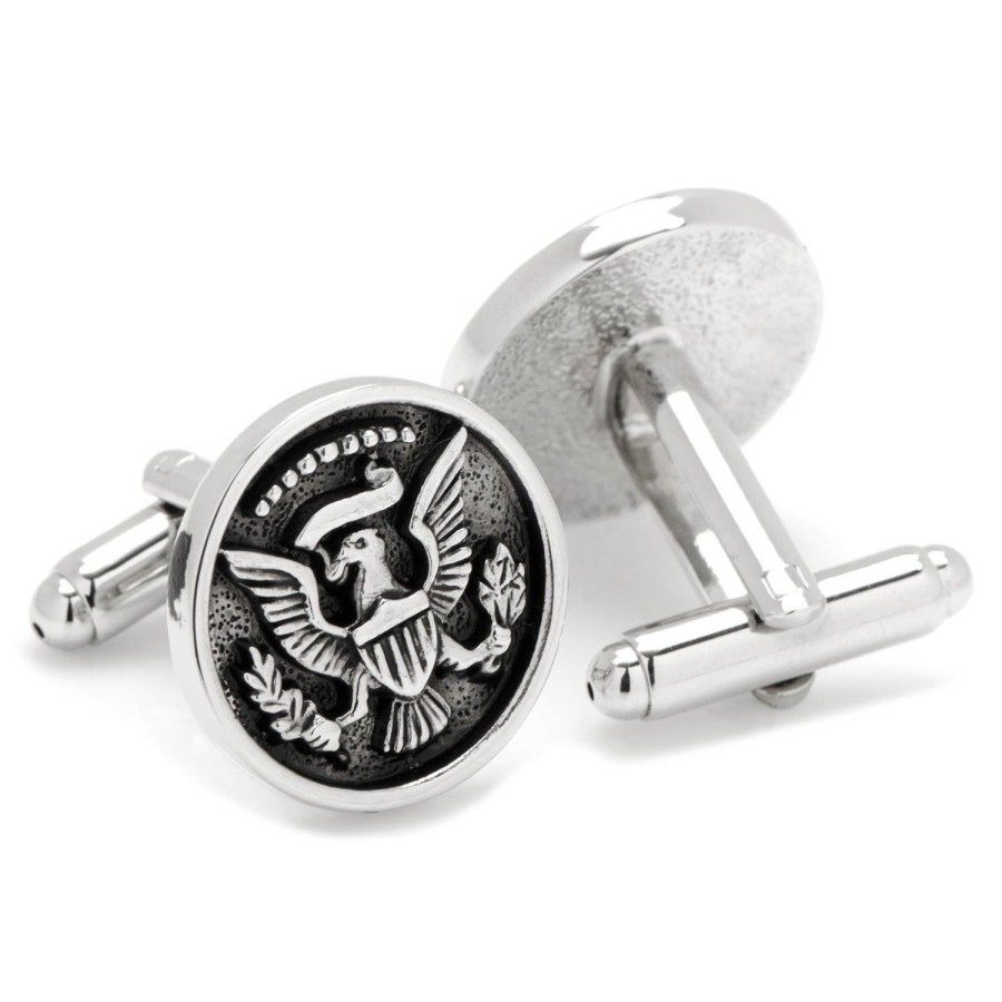 JJ Weston Silver Antiqued Presidential Seal Cufflinks | Classic Cufflinks