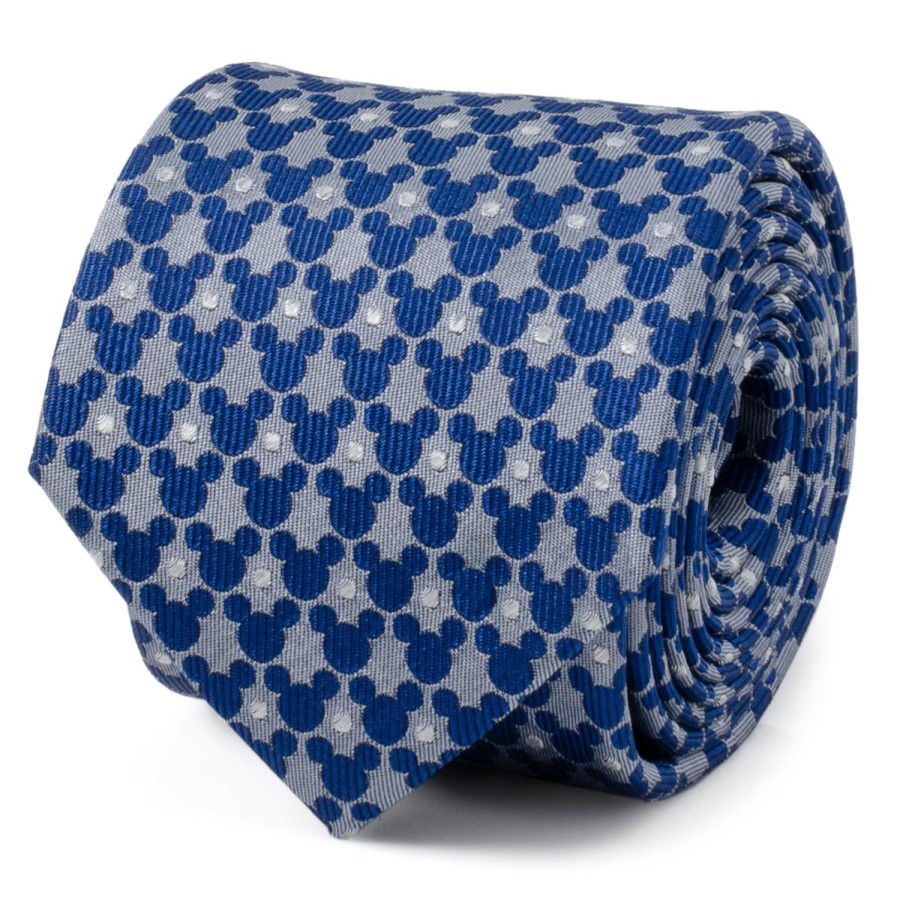 Disney Mickey Silhouette Pattern Dot Blue Tie | Disney Ties