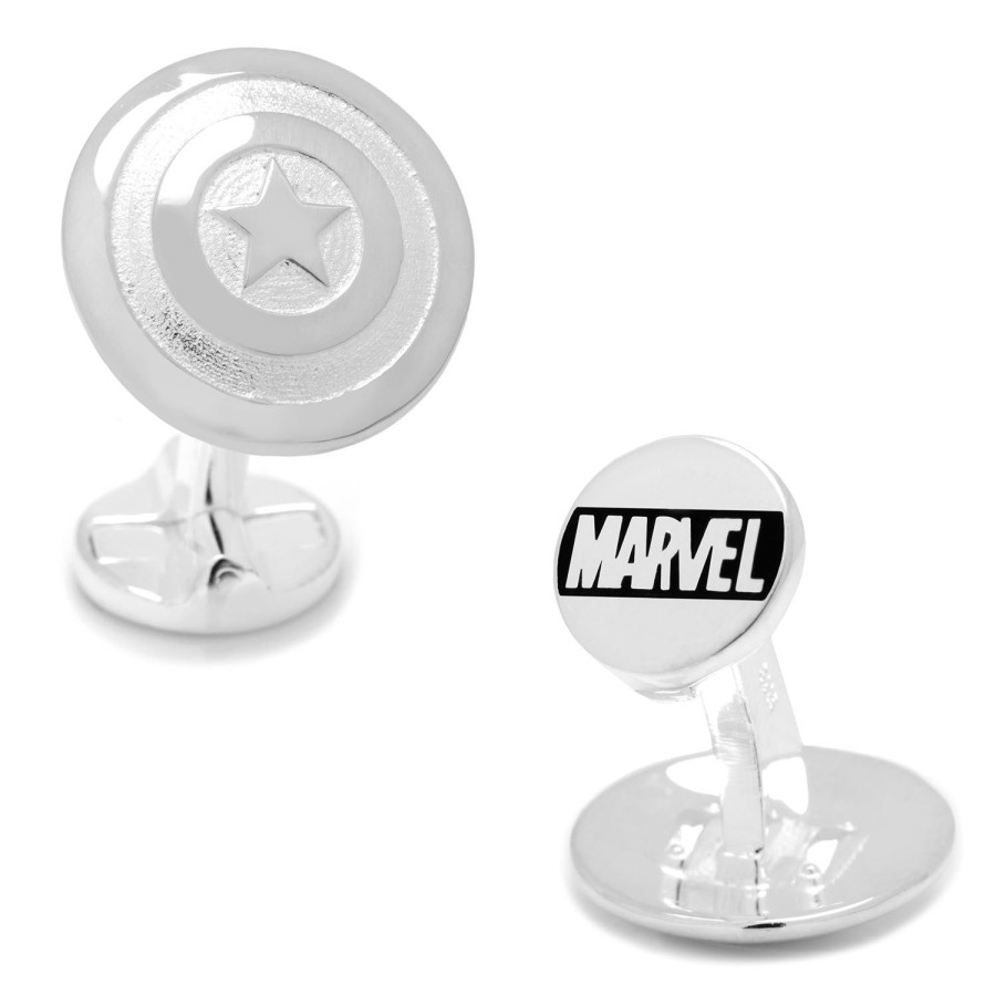 Marvel Sterling Silver 3D Captain America Shield Cufflinks | Movies & Characters Cufflinks