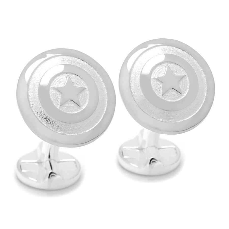 Marvel Sterling Silver 3D Captain America Shield Cufflinks | Movies & Characters Cufflinks