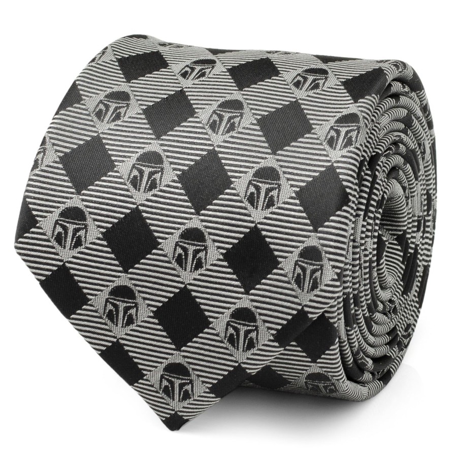 Star Wars Mandalorian Plaid Black Gray Men'S Tie | Star Wars Ties