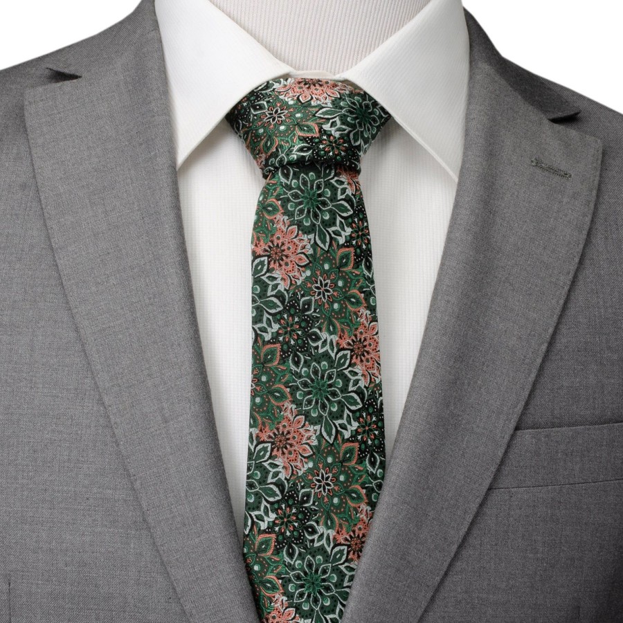 Ox and Bull Trading Co. Kaleido Floral Coral Accented Men'S Tie | Classic Ties