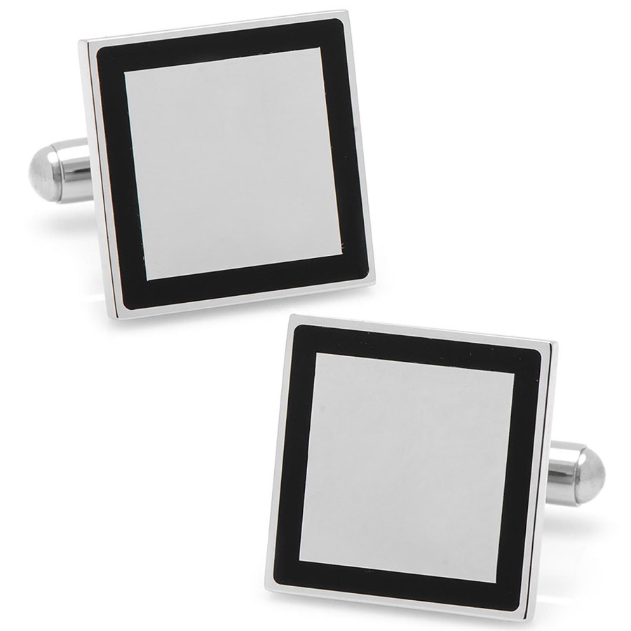 Ox and Bull Trading Co. Stainless Steel Square Engravable Framed Cufflinks | Classic Cufflinks