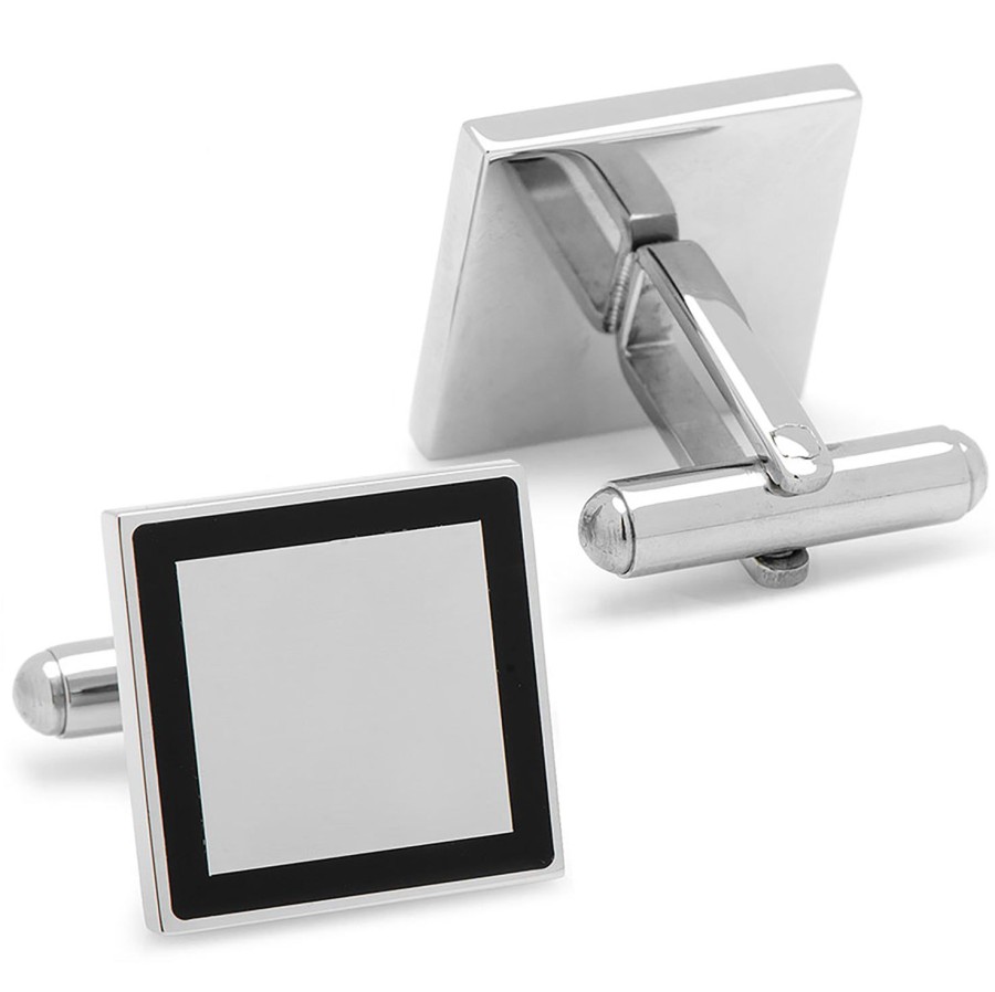 Ox and Bull Trading Co. Stainless Steel Square Engravable Framed Cufflinks | Classic Cufflinks