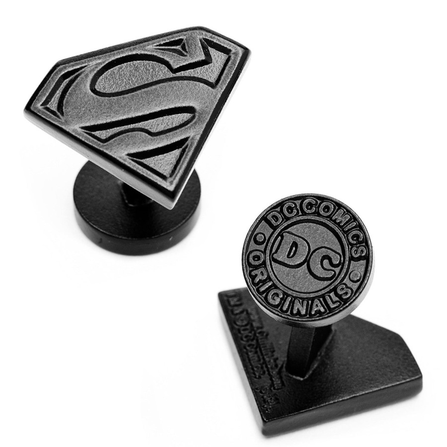 DC Comics Satin Black Superman Shield Cufflinks | Movies & Characters Cufflinks