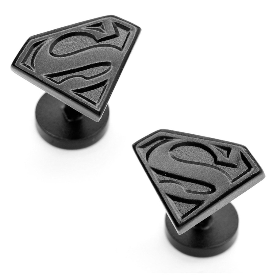 DC Comics Satin Black Superman Shield Cufflinks | Movies & Characters Cufflinks