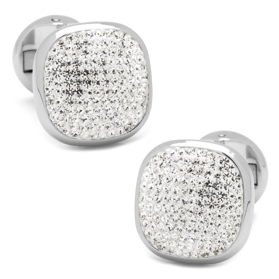 Ox and Bull Trading Co. White Pave Crystal Cufflinks | Classic Cufflinks