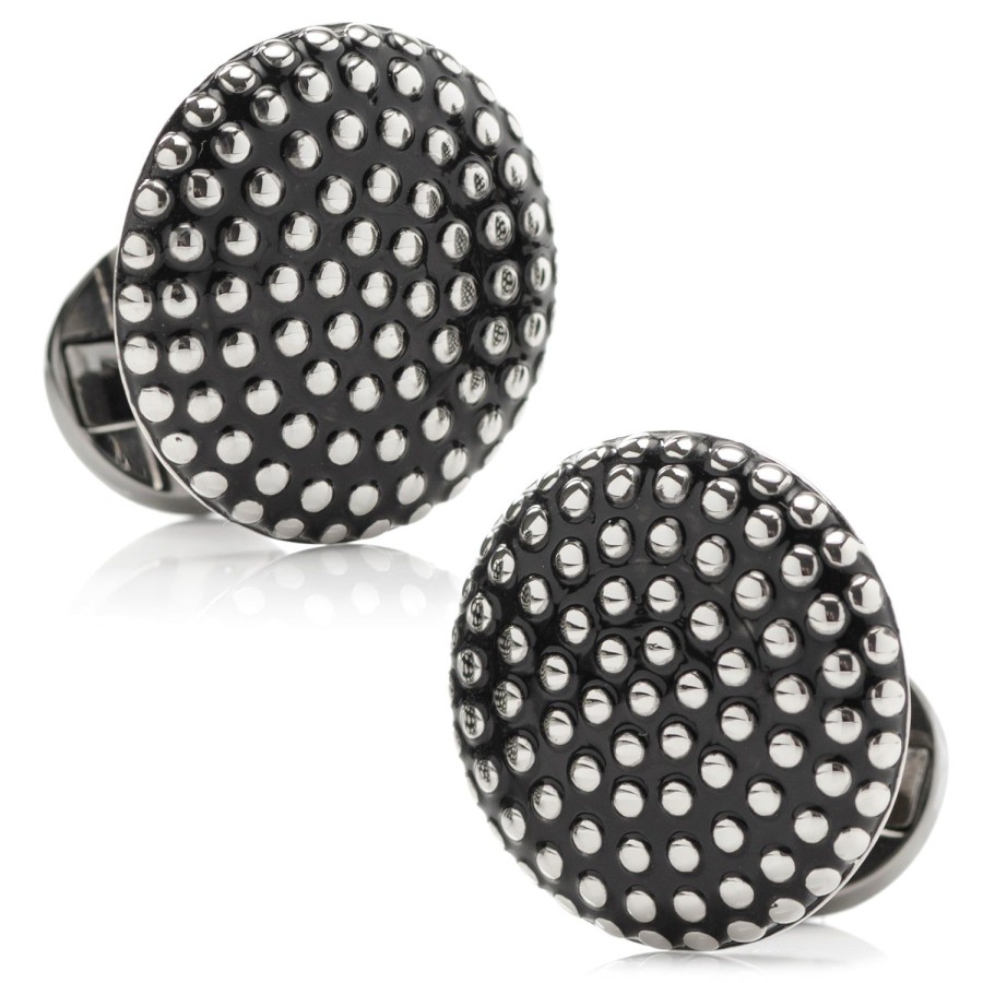 Ox and Bull Trading Co. Silver Circle Dot Texture Cufflinks | Classic Cufflinks