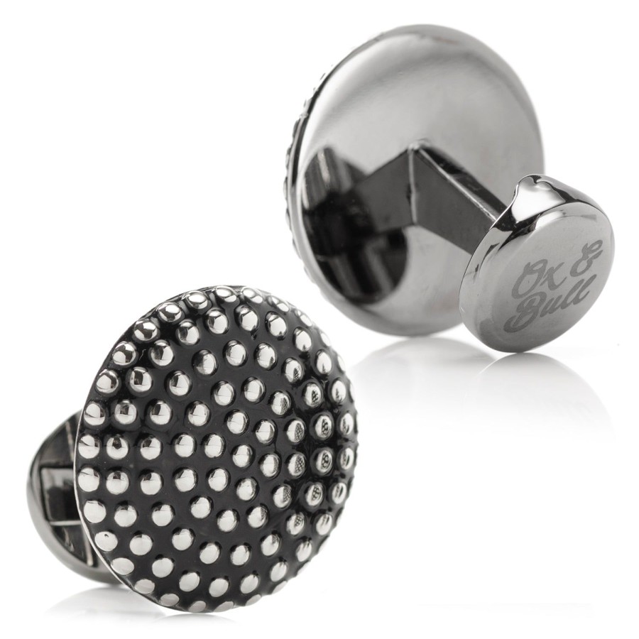 Ox and Bull Trading Co. Silver Circle Dot Texture Cufflinks | Classic Cufflinks