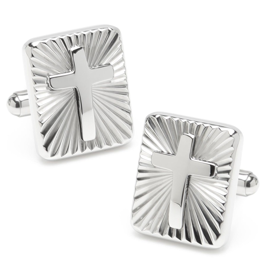 Ox and Bull Trading Co. Radiant Cross Stainless Steel Cufflinks | Classic Cufflinks