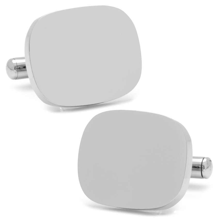 Ox and Bull Trading Co. Stainless Steel Soft Rectangle Infinity Engravable Cufflinks | Classic Cufflinks