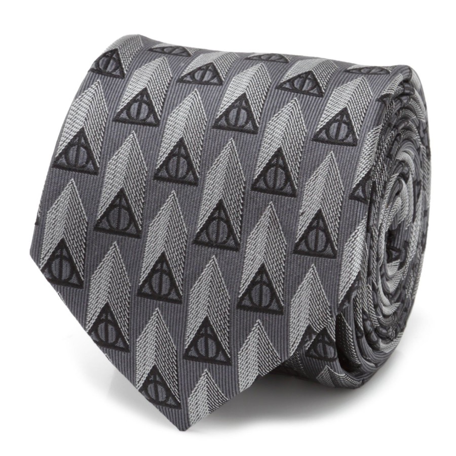 Harry Potter Deathly Hallows Gray Silk Men'S Tie | Harry Potter Ties