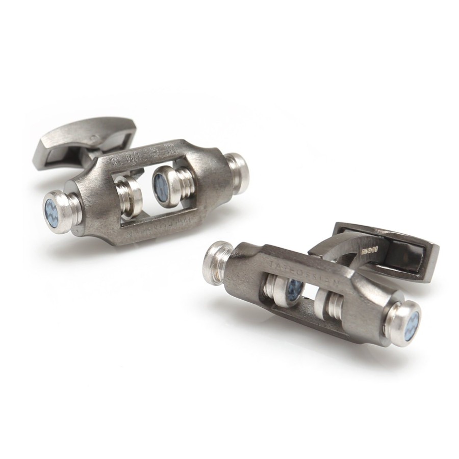 Tateossian Double Bolt Silver Cufflinks In Black Rhodium | Classic Cufflinks