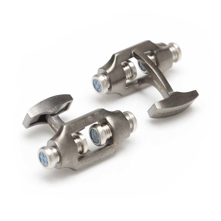 Tateossian Double Bolt Silver Cufflinks In Black Rhodium | Classic Cufflinks