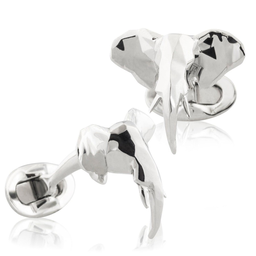 Fils Unique Faceted Ziggy Geometric Elephant Cufflinks | Classic Cufflinks